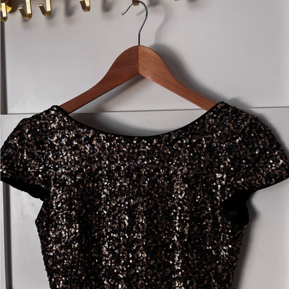 Dress the Population Black and Gold Sequin Backless Dress - Picture 3 of 5
